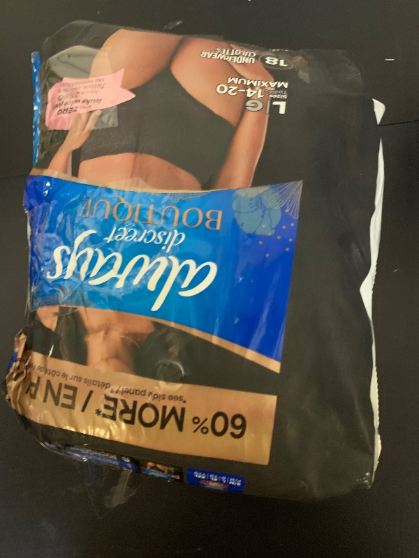 Photo 1 of Always Discreet Boutique Incontinence and Postpartum Underwear for Women, Maximum Protection, Large, Black, 18 Count