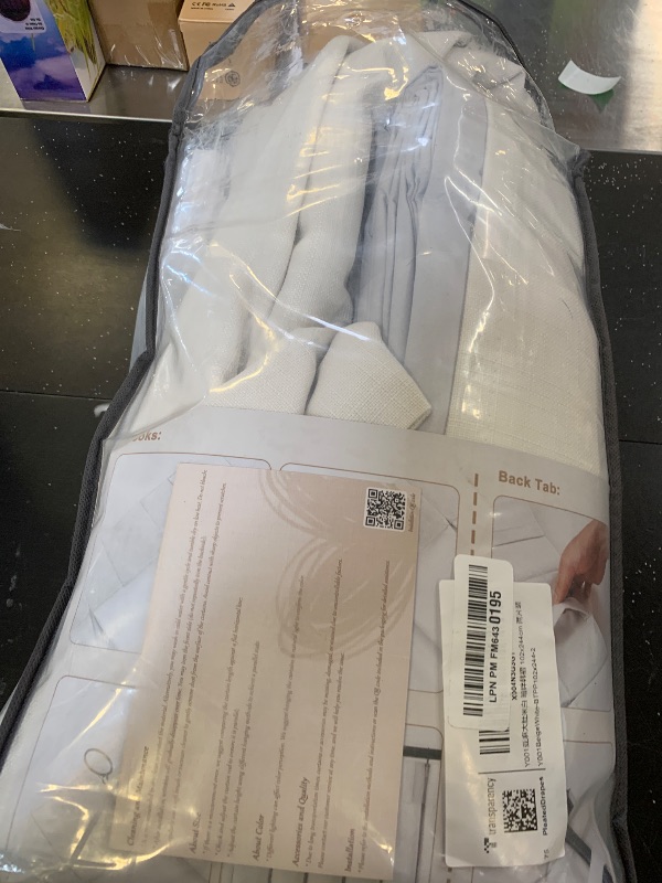 Photo 1 of 100% Blackout Linen 96 Inch Curtains 2 Panel Set for Bedroom, Modern Pinch Pleated Natural Linen Off Beige White Insulated Heavy Curtain 40 x 96 Inches Length Sliding Glass Door Room Darkening Drapes