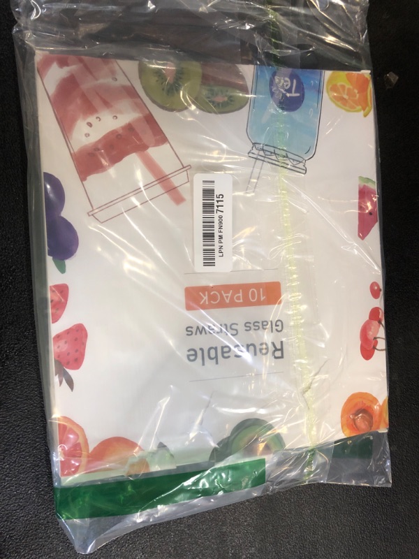 Photo 1 of [10 Pcs] Reusable Clear Bent Glass Straws - 9" x 8 mm Glass Straws Shatter Resistant With 2 Cleaning Brushes for 16&20oz Glasses Cups