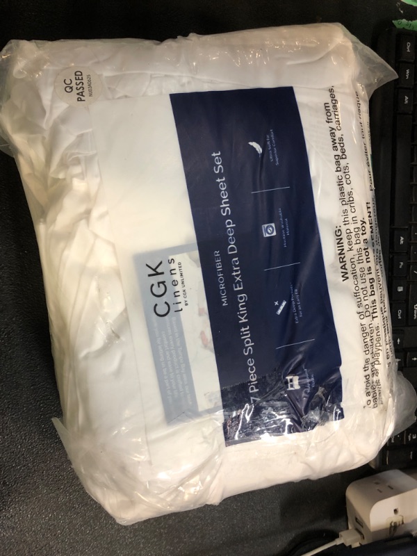 Photo 1 of Extra Deep Split King Sheet Set - 7 Piece Breathable & Cooling Sheets - Hotel Luxury Bed Sheets Set - Easy Fit - Soft, Wrinkle Free & Comfy Sheets Set - Antique White Sheet Set w/Extra Deep Pockets