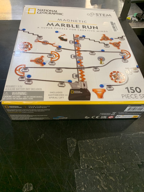 Photo 1 of **DAMAGED** National Geographic Magnetic Marble Run - 150-Piece STEM Building Set for Kids & Adults with Magnetic Track & Trick Pieces & Marbles for Building A Marble Maze, STEM Project (Amazon Exclusive)