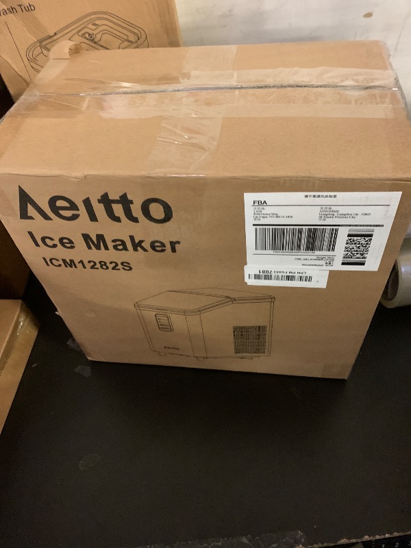Photo 1 of Aeitto Ice Maker Countertop 26lbs/24H, Ice Machine 8 Ice Cubes Ready in 6 Mins, 2 Sizes of Bullet Ice Portable Ice Makers with Basket & Scoop, Auto Self-Cleaning for Home/Kitchen/Office Stainless