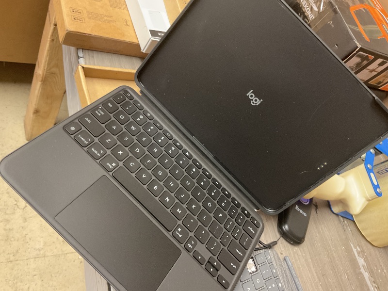 Photo 1 of Logitech Combo Touch iPad Air 11-inch (M2 & M3), iPad Air (5th gen) Keyboard Case - Detachable Backlit Keyboard with Kickstand - Midnight Black