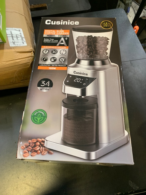 Photo 1 of Cusinice Conical Burr Coffee Grinder with 40mm Stainless Steel Burr, 34 Grind Settings & Anti-Static, Electric Espresso Grinder for Home Use
