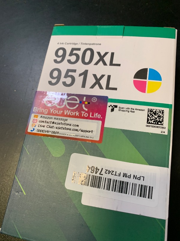 Photo 1 of ejet 950XL and 951XL Ink Cartridges Combo Pack Compatible for HP 950 951 Ink Cartridges Combo Pack Use for OfficeJet Pro 8600 8610 8615 8620 8625 8100 8630 8660 276DW 251DW, Black Cyan Magenta Yellow