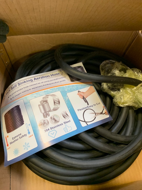 View 3 of ? inch Self Sinking Aeration Hose,100 Feet Pond Aerator Hose Kit with 4 Copper Menders and 8 Stainless Steel Use for Aquaculture,Garden and Lake Aeration of Aeration and Water Re-circulatio