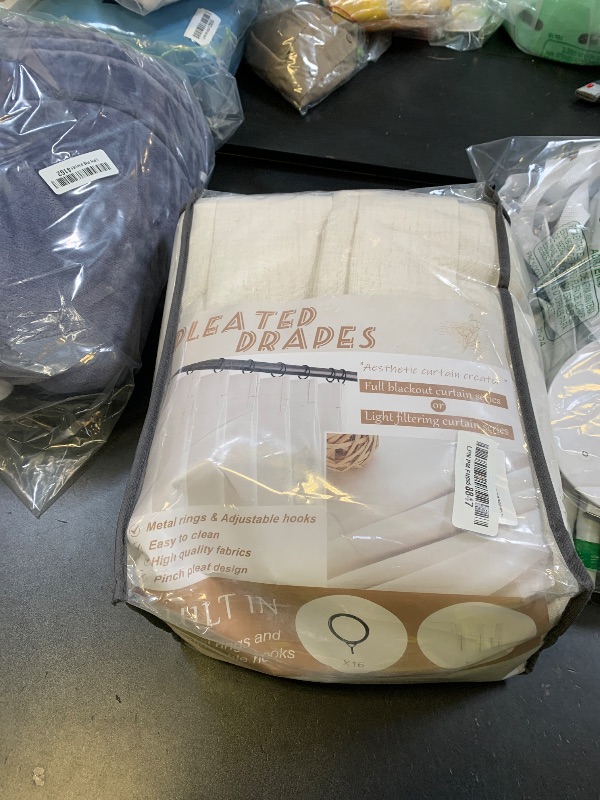 Photo 1 of 70 Inch Extra Wide Pleated Linen Kids Room Curtains 102 Inches Long, Cream Memory Trained Light Filtering Privacy Semi Sheer Curtain Energy Efficient Decorative Windows Drapes 2 Panels Set with Hooks