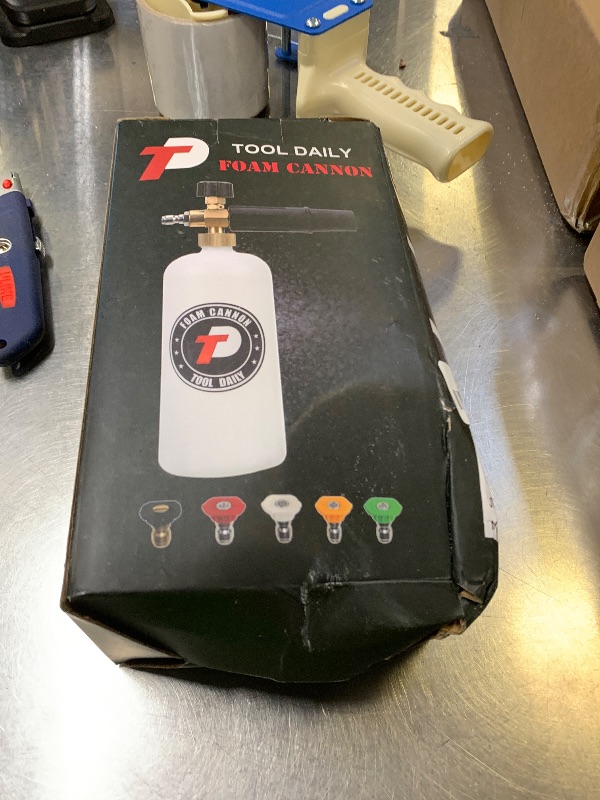 Photo 1 of **PARTIAL SET--SELLING FOR PARTS**Tool Daily Foam Cannon with 1/4 Inch Quick Connector, 1 Liter, 5 Pressure Washer Nozzle Tips