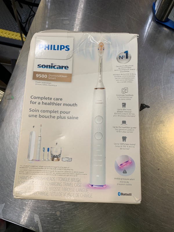 Photo 1 of Philips Sonicare DiamondClean Smart 9500 Electric Toothbrush, Sonic Toothbrush with App, Pressure Sensor, Brush Head Detection, 5 Brushing Modes and 3 Intensity Levels, Rosegold, Model HX9923/61
