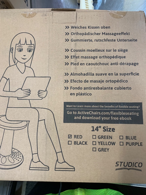 Photo 1 of Studico ActiveChairs Kids Wobble Stool, Flexible Elementary Classroom Seating, Improves Focus, Posture and Helps ADHD/ADD, Sensory Chair, Active Fidget Chairs, Pre-Teen 17.75" Chair, Ages 7-12, Red