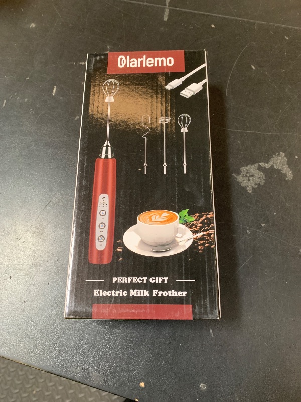 Photo 1 of Colarlemo Milk Frother Handheld Rechargeable, Frother Wand Drink Mixer Electric Whisk for Coffee, Detachable With 3 Stainless Whisks, Hand Mixer for Lattes, Cappuccino, Matcha, Egg, No Stand, Red