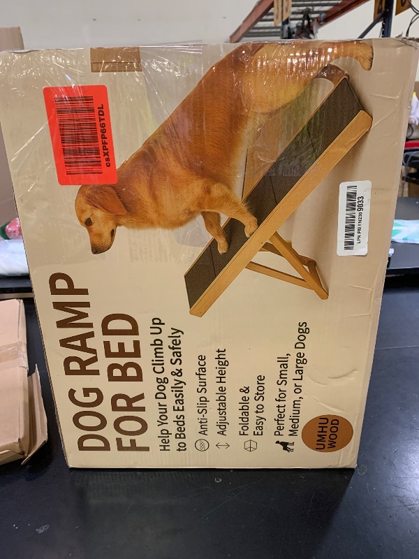 Photo 1 of UMHUWOOD Dog Ramp for Couch, Bed, and Car – Adjustable, Portable, Foldable, Non-Slip Wooden Pet Ramp for Small, Medium, and Senior Dogs and Cats – Up to 19.5" High