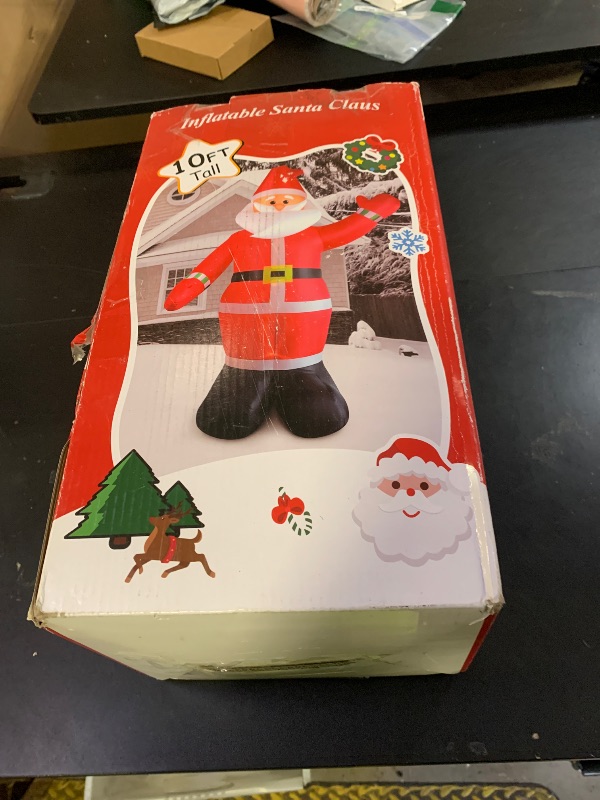 Photo 1 of 10 FT Tall Christmas Inflatables Santa Claus Outdoor Decoration, Giant Blow up Santa with Built-in LED Lights, Classic Xmas Decor for Yard Garden Lawn Hall Plaza Mall Holiday Party, Inflates Quickly