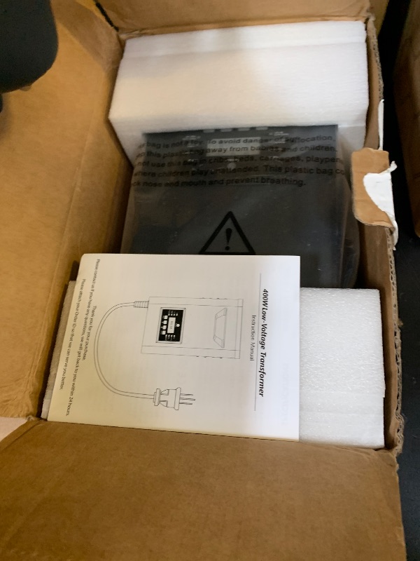 Photo 1 of LoyeeBlis 400W Low Voltage Landscape Transformer with Timer & Photocell for Landscape Lighting, 120V to 12V/14VAC, Stainless Steel, Weatherproof Smart Transformers for Outdoor Yard Lights, Path Lights