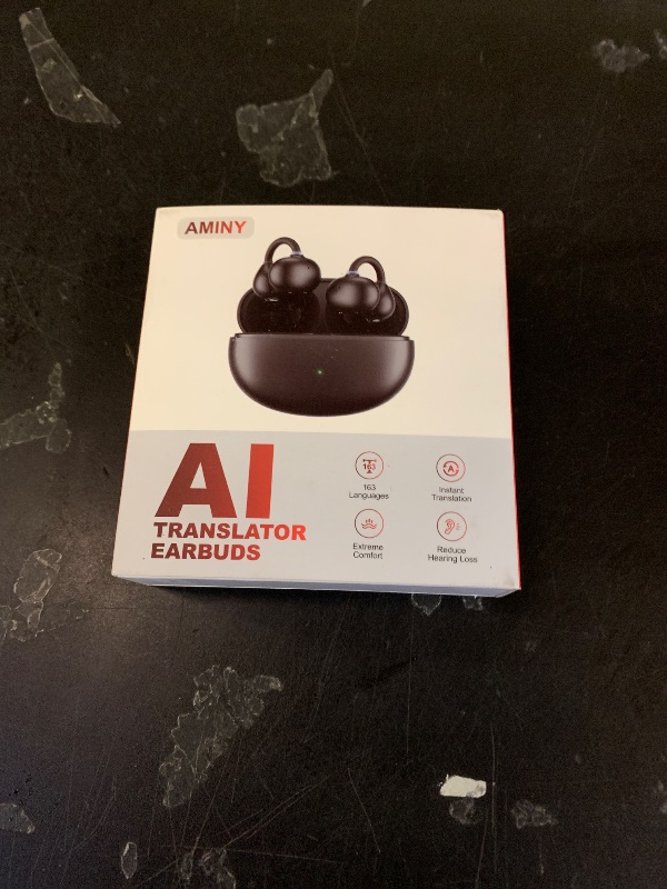Photo 1 of AMINY AI Translation Earbuds Real Time, 163 Languages & Accents Translator Ear Buds Audífonos Traductores Inglés Español Open Ear Earbuds Wireless Headphones for Travel Business Learning