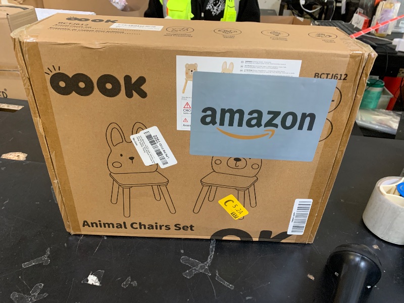 Photo 1 of Kids Wooden Animal Chairs, Including Rabbit and Bear Chair, Kids Playroom Furniture for Eating, Reading, Playing