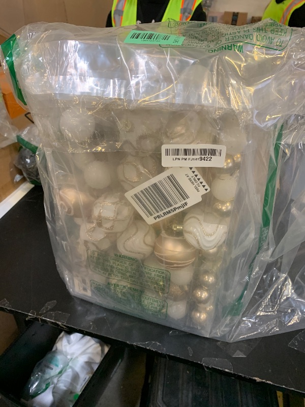 Photo 1 of 100Pcs Shatterproof Christmas Ornaments Set for Tree Large Christmas Tree Baubles Bulk Christmas Decor with Assorted Designs Perfect Christmas Ball Ornaments for Holiday Decorating, Champagne Gold