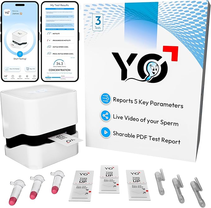 Photo 1 of YO Home Sperm Test | #1 FDA Cleared Home Semen Analysis | Tests Sperm Concentration, Motility, Progressive Motility, and More with 97% Accuracy | No Mail-in or Lab Visit | Includes 3 Tests
