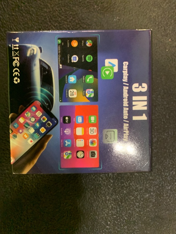 Photo 1 of 3 in 1 Screen Mirroring Wireless CarPlay Adapte, 2026 Upgraded Wired to Wireless for Apple CarPlay & Android Auto & AirPlay, Mini USB Design Car Play Adapter with Type-C Extension, Plug and Play