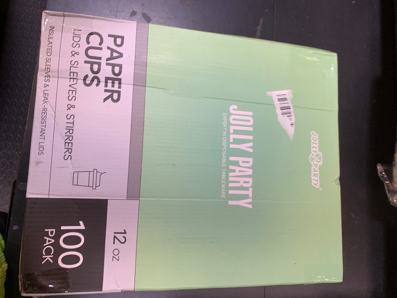 Photo 1 of [100 Pack] 12 oz Paper Coffee Cups, Disposable Paper Coffee Cup with Lids, Sleeves, and Stirrers, Hot/Cold Beverage Drinking Cup for Water, Juice or Tea, Suitable for Home, Shops and Cafes