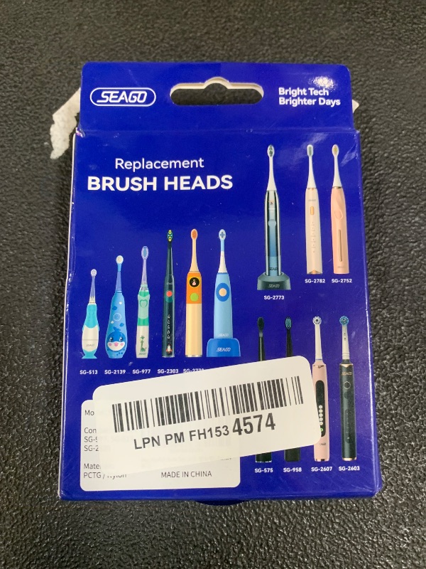 Photo 1 of SEAGO Kids Replacement Brushes, Set of 4. Compatible Models SG-513 SG-2139 SG-977 (Clear, L)