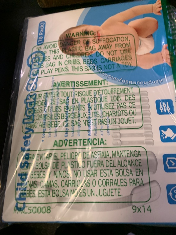 Photo 1 of 10 Pack Cabinet Locks Baby Proofing, Child Proof Cabinet Locks with 3M Adhesive - Easy Installation with Adjustable Straps, Multi-Purpose Child Safety Latches for Drawers Fridge Trash Cans Toilets