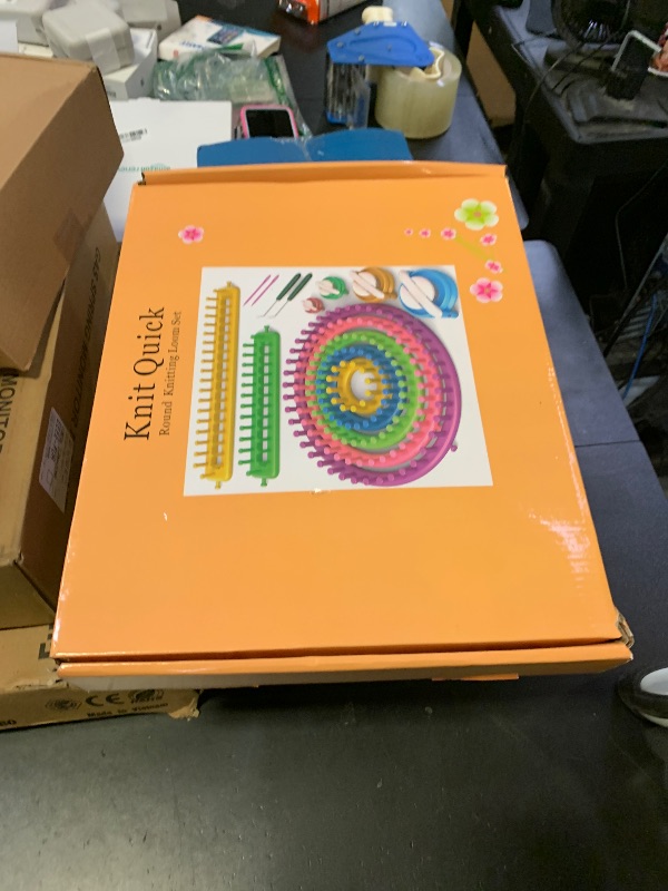 Photo 1 of READAEER Knitting Loom Kit with Pompom Maker, Round Knitting Loom for Hat, Rectangular for Blanket Scarf Shawl, Knitting Loom Kit for Beginner