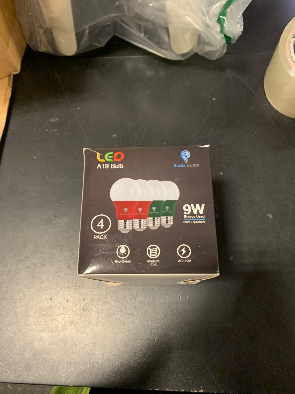 Photo 1 of 4 Pack LED Red and Green Light Bulbs - 120V E26 Base 9 Watt (60-watt Replacement) - Red and Green Bulbs for Party Decoration, Porch, Home Lighting, Christmas 4 Pack