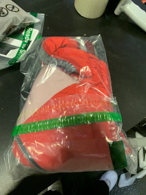 Photo 1 of azuza Dog Jacket for Small Dogs Waterproof Dog Coat with Reflective Strips and Harness Built in Warm Fleece Dogs Winter Coat Windproof with Back Zipper, Red M