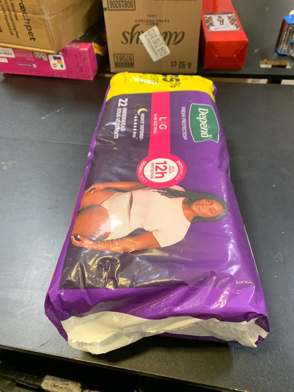 Photo 1 of Depend Night Defense Adult Diapers, Incontinence & Postpartum Bladder Leak Underwear for Women, Disposable, Overnight, Large, Blush, 22 Count, Packaging May Vary