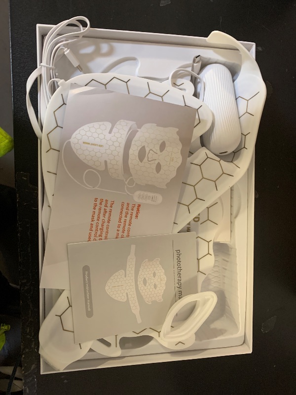 Photo 1 of Yahi Red Light Photon Facial & Neck Mask with Remote Control, 7 Custom Modes with Infrared, Portable & Rechargeable with Timer for Home Use, 175 High-Density Light Beads, White