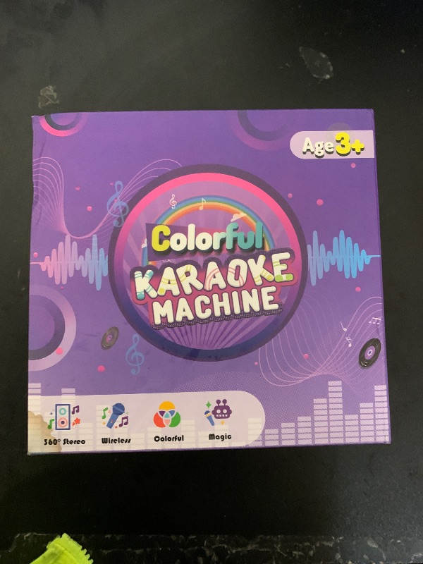 Photo 1 of Mgaolo Upgraded Mini Karaoke Machine Toy for Kids, Portable Bluetooth Speaker with 2 Wireless Mics, Emoji & Colorful LED Lights, Home Travel & Party Play Gifts for Boys Girls (Purple)