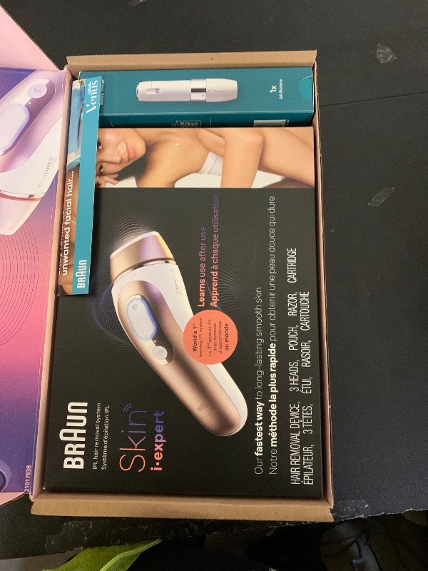 Photo 1 of Braun Smart IPL, Skin i·Expert Pro 7: at Home Laser Hair Removal for Women and Men, Permanent Visible Hair Reduction, with Free App, Vanity Case, Venus Razor, 2 Smart Heads, Facial Trimmer, IPL7219