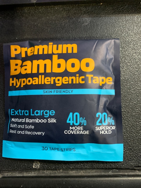 Photo 1 of Extra Large Bamboo Tape (30 Count) - Premium Silk, Strong Adhesive, Breathable, Pain Free Removal, Latex Free, Gentle on Skin