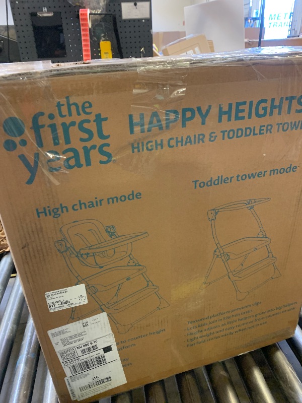 Photo 1 of The First Years Foldable Toddler Tower and High Chair - 2-in-1 Baby High Chair and Toddler Step Stool - Adjustable Grow with Me Height - Folds Flat & Easy to Clean - Kids Stool with Non-Slip Surface