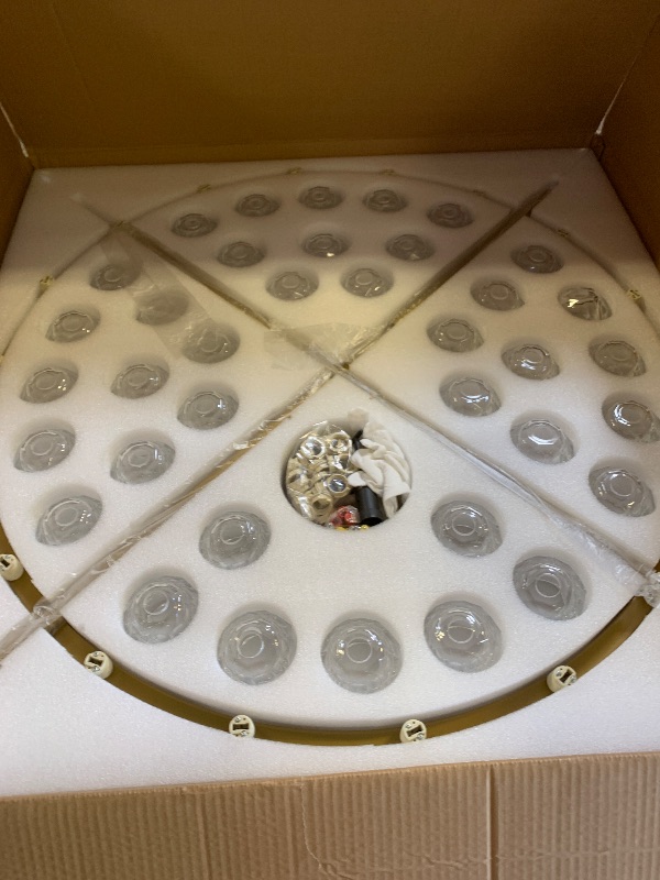 Photo 1 of MeiYDeng 36 Inch Gold Crystal Wagon Wheel Chandelier, Modern Farmhouse Round 36-Lights Pendant Lighting Fixture, for High Ceilings Living Room, Bedroom, Foyer