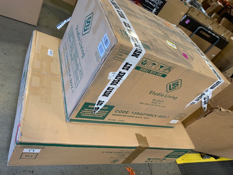 Photo 1 of Studio Living® Matthew 83.5" Sofa Chaise, Mid-Century Modern, Pocket Coil Comfort, Reversable Chaise, Metal Brushed Bronze Legs, Chenille Fabric, Black