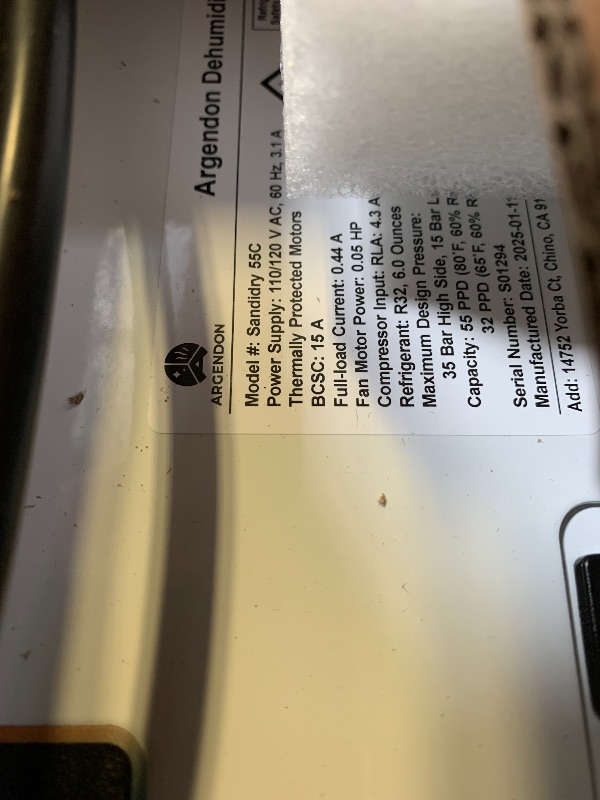 Photo 1 of ARGENDON Dehumidifier for Crawlspace Basement, Commercial Dehumidifier with Drain Hose 70 PPD, Compact, Ideal for Water Damage Storage Up to 1000 Sq Ft, 5-Year Limited Warranty