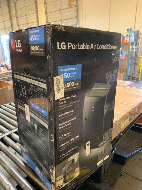 Photo 1 of LG 10,000 BTU Smart Portable Air Conditioner, 115V, Cools 450 Sq.Ft. (18' x 25' Room Size), Portable Air Conditioner for Home with Voice Control, Works with LG ThinQ, Amazon Alexa, and Hey Google