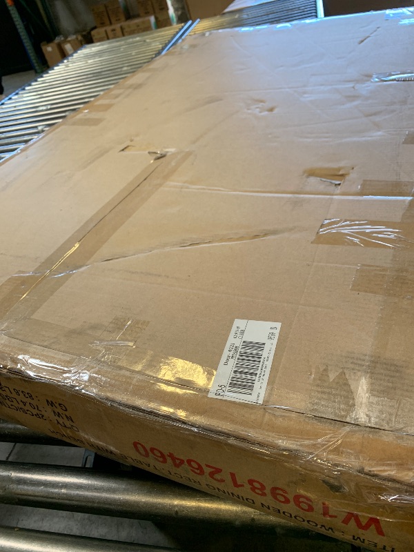 Photo 1 of LITTLE TREE 55" Dining Table with 2 Benches, Dining Table Set for 4-6 People, Farmhouse Kitchen Table with Bench, Dining Room Table Set