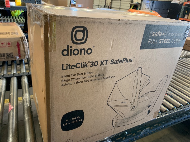 Photo 1 of Diono LiteClik30 XT SafePlus Infant Car Seat and Base, Rear-Facing for Infants 4-30lbs, SafePlus Engineering, with Infant Insert, UPF 50+ Sunshade (Blue Razz Ice)