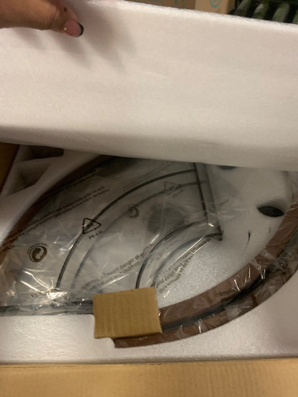 Photo 1 of LEDIARY 20" Caged Ceiling Fan with Light and Remote, Low Profile Flush Mount Fandelier, Walnut Bladeless Enclosed Small Fan Lights Ceiling Fixtures, Rustic Farmhouse Style for Bedroom, Outdoor