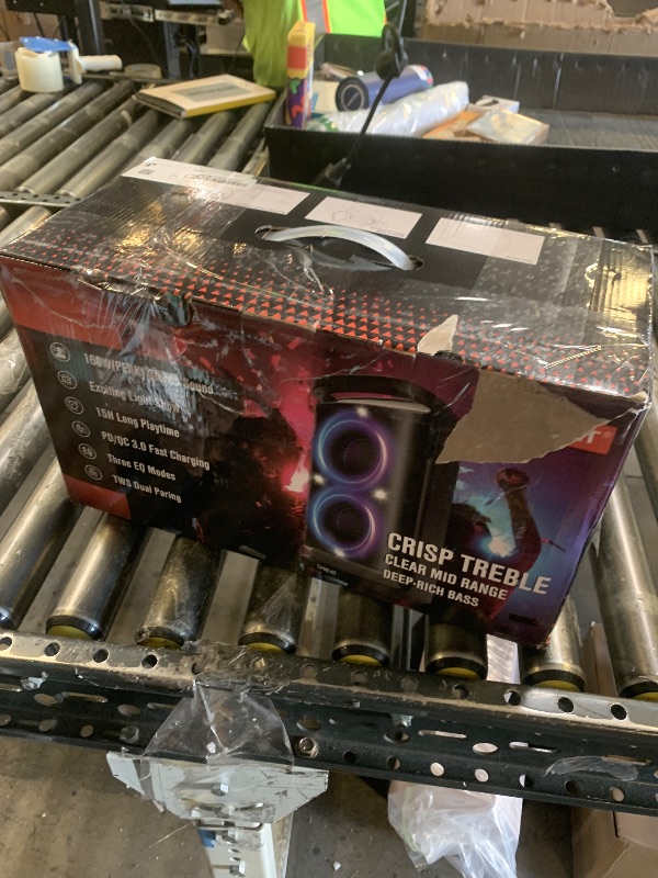 Photo 1 of QxbJoy Portable Bluetooth Speaker: 160W Peak Powerful Loud Sound Deep Bass Wireless Boombox Large Subwoofer 15 Hours Battery Life Fast Charging with Led Light Show for Party Outdoor Camping Backyard