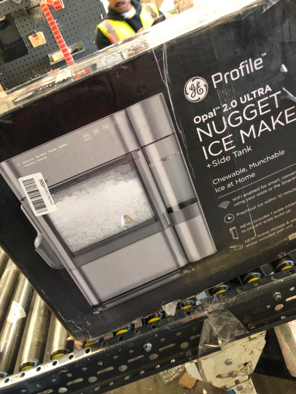 Photo 1 of GE Profile Opal 2.0 Ultra Nugget Ice Maker with Side Tank and Scale Inhibiting Filter, Scoop Included, 38 lbs in 24 Hours, Pellet Ice Machine with WiFi & Smart Connected, Stainless Steel084691942238