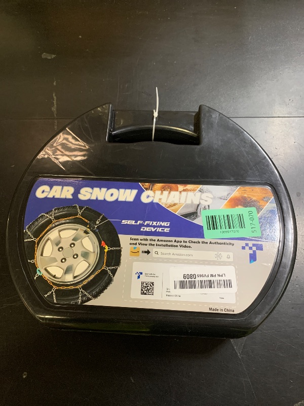 Photo 1 of Snow-Chains Auto Fixing 1 Min Quick Fit Easy Installation Tire-Chains, Portable Reusable Universal Emergency Tire Traction Chain for Passenger Car, Pickup Trucks and SUV - Set of 2 (HKN-80)