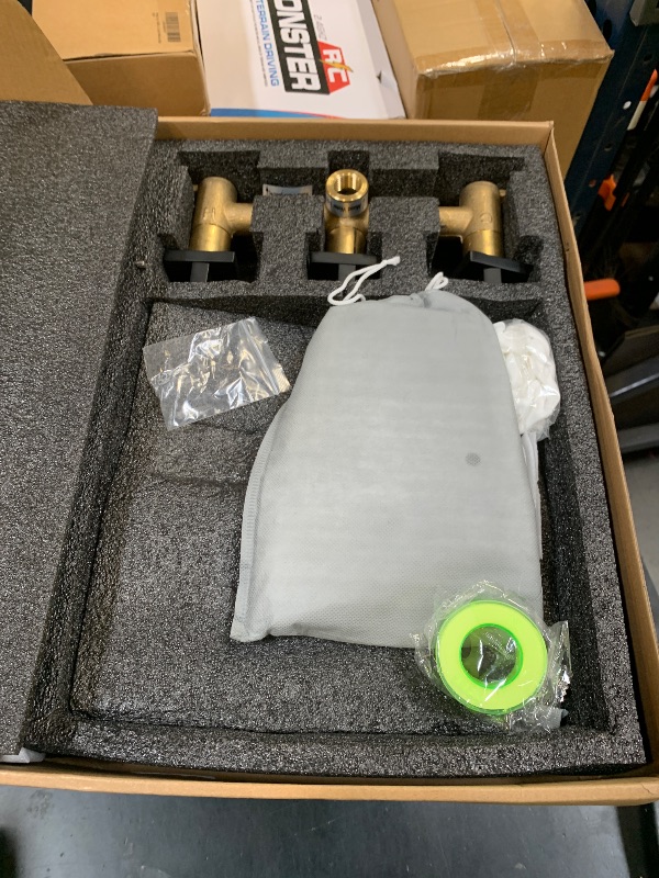 Photo 1 of FSCEPIXI 3 Handles Tub Shower Faucet,Shower Faucet Set with Waterfall Tub Spout,Shower Trim Kit with Valve,Wall Mounted,Matte Black