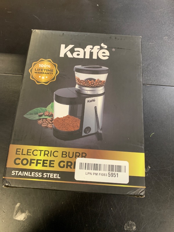 Photo 1 of Kaffe Electric Burr Coffee Grinder (5.5oz) w/Adjustable Precise Coarseness Settings - Flat Burr - [Improved Motor] - Precision Coffee Bean Grinder for Home Use - Stainless Steel