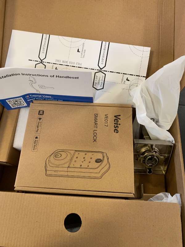 Photo 1 of Veise VE017-H Fingerprint Smart Front Door Lock Set, App Control, 8-in-1 Keyless Entry Deadbolt with Zinc Alloy Handles, Emergency Power Port, Touchscreen Keypad, Auto Lock, Easy Install, Satin Nickel