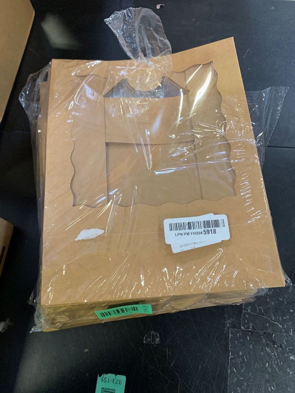 Photo 1 of ONE MORE [25pcs] 9inch Kraft Brown Bakery Boxes, Large Pie Boxes with PVC Window Natural Disposable box for Cookie 9x9x2.5inch,25 of Pack