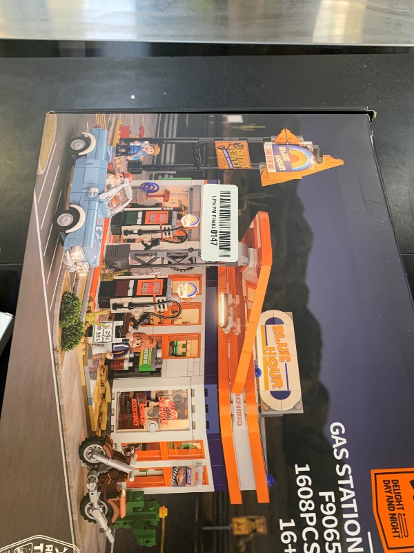Photo 1 of FUNWHOLE City Gas-Station Lighting-Building-Bricks Set - Road Trip Modular Car Service Station Collection LED Light Building Set 1608 Pcs for Adults, Teen and Travelling Enthusiasts